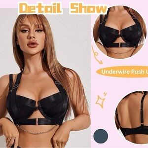 Push Up Bra Garter Lingerie with Chain